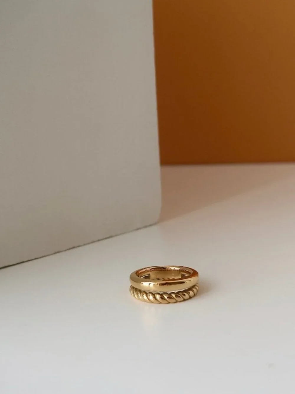NEW 18K Gold Plated Double Layer Open Ring 0